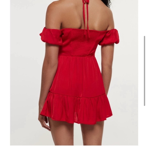 Urban Outfitters Kimchi Blue Off-the-Shoulder Red Mini Dress 🍒❤️ - Picture 3 of 8